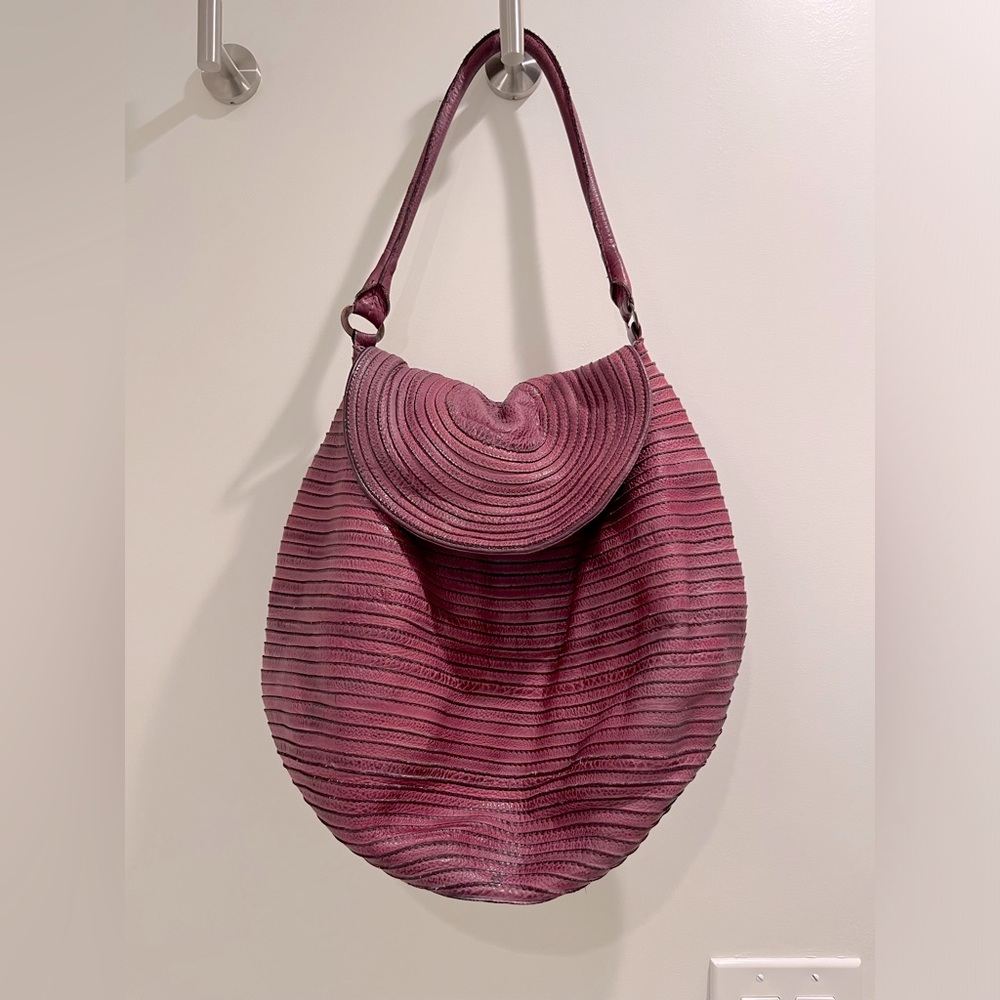 Majo Italian made leather faded purple tote bag